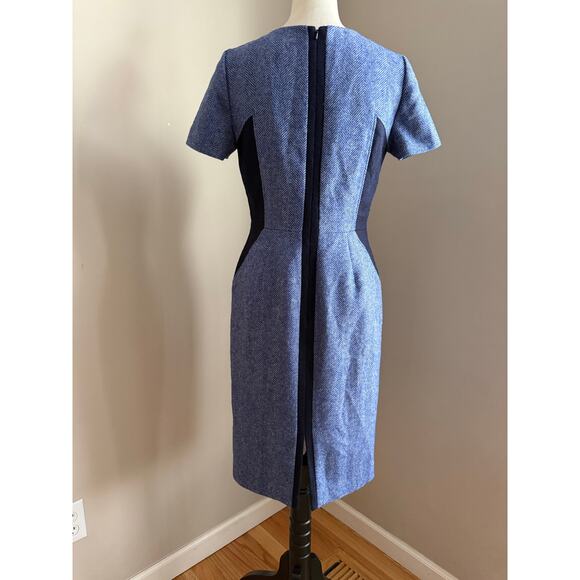 Boden British Tweed by Moon Blue Herringbone Sheath Dress US 6R - Picture 4 of 8